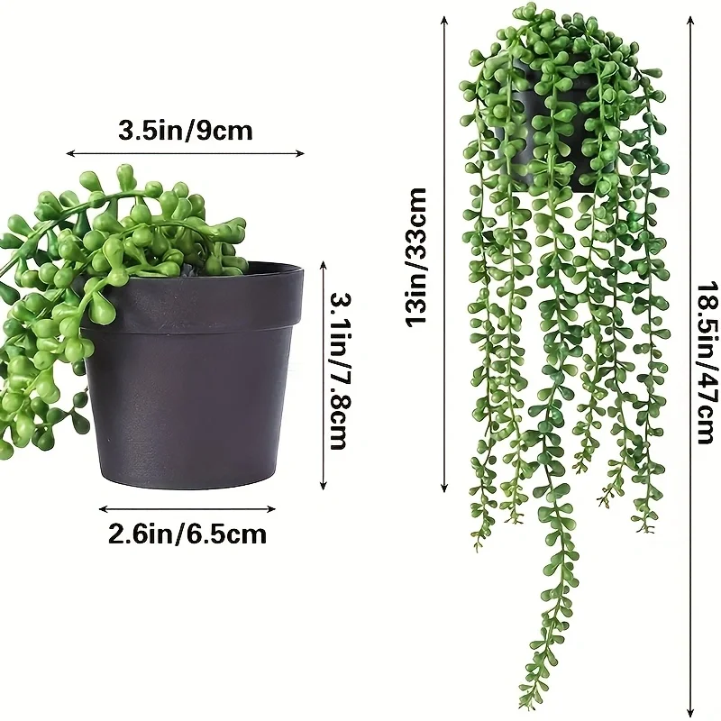 Artificial Hanging Plants, Eucalyptus Leaf Vine Fake Potted Plant Set, for Indoor and Outdoor Wall and Home Decoration image 3
