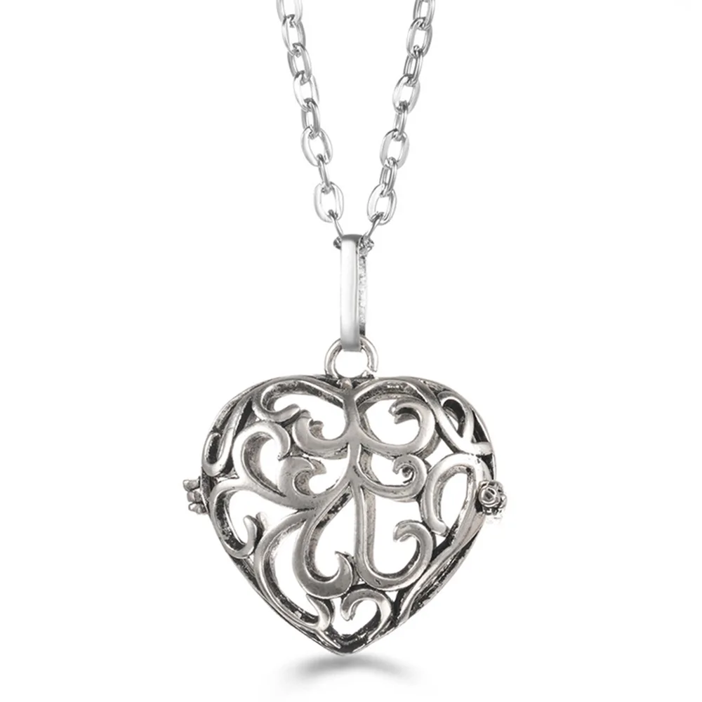 Heart Music Ball Aromatherapy Love Necklace Essential Oil Diffuser Romantic Bell Call Pendant Jewelry Gift