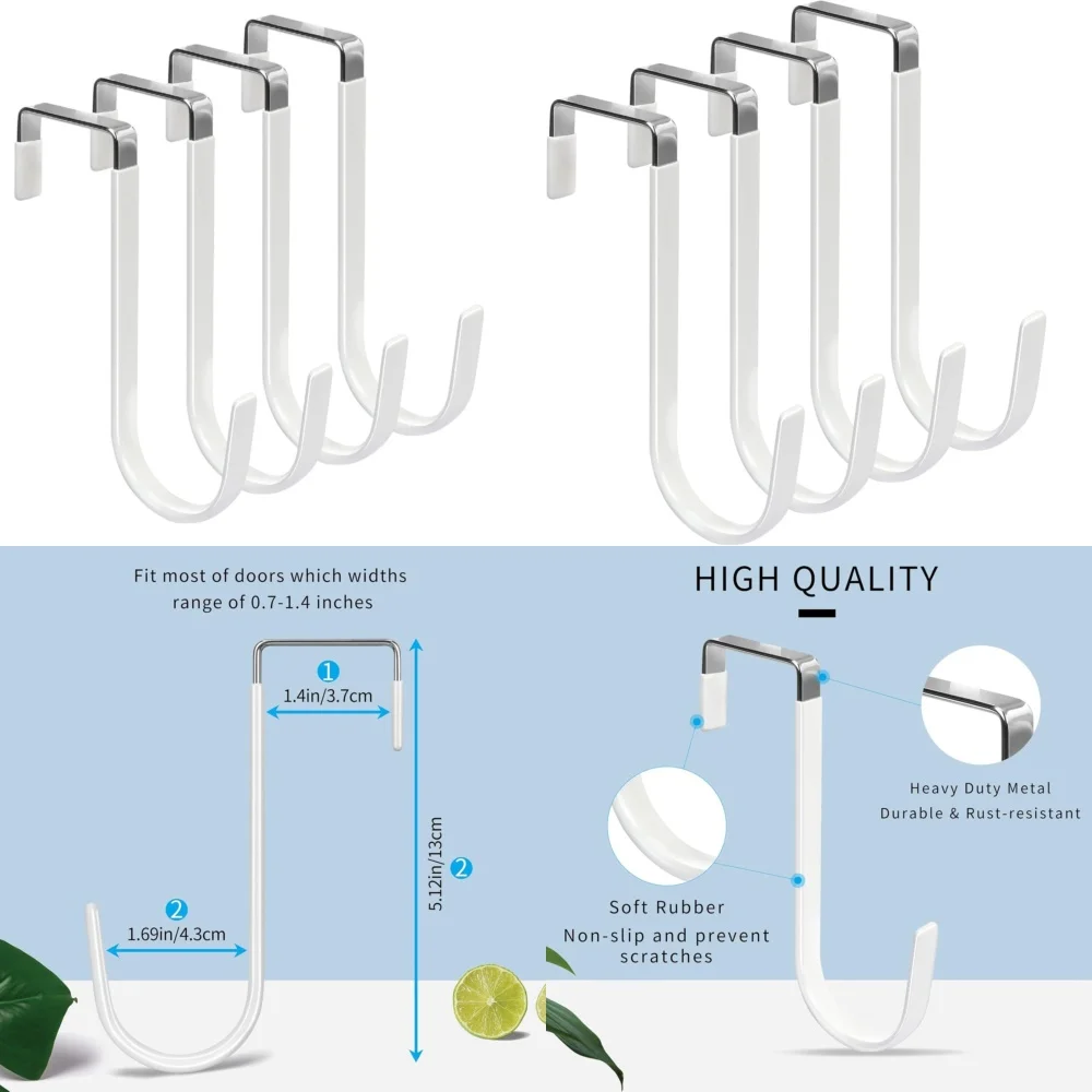 

Hook behind the doorOver Door Hook 4 Pack Rubber Coated No Scratch Hangers for Bedroom Bathroom Closet Organizers Heavy Duty
