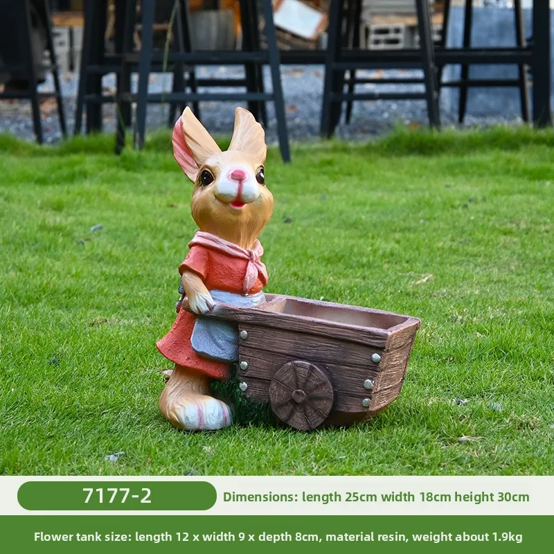في الهواء الطلق أرنب زهرة اسطوانة غريب الأطوار الحيوان زارع لحديقة ديكور الكرتون النحت لحديقة فناء المناظر الطبيعية حلية #5