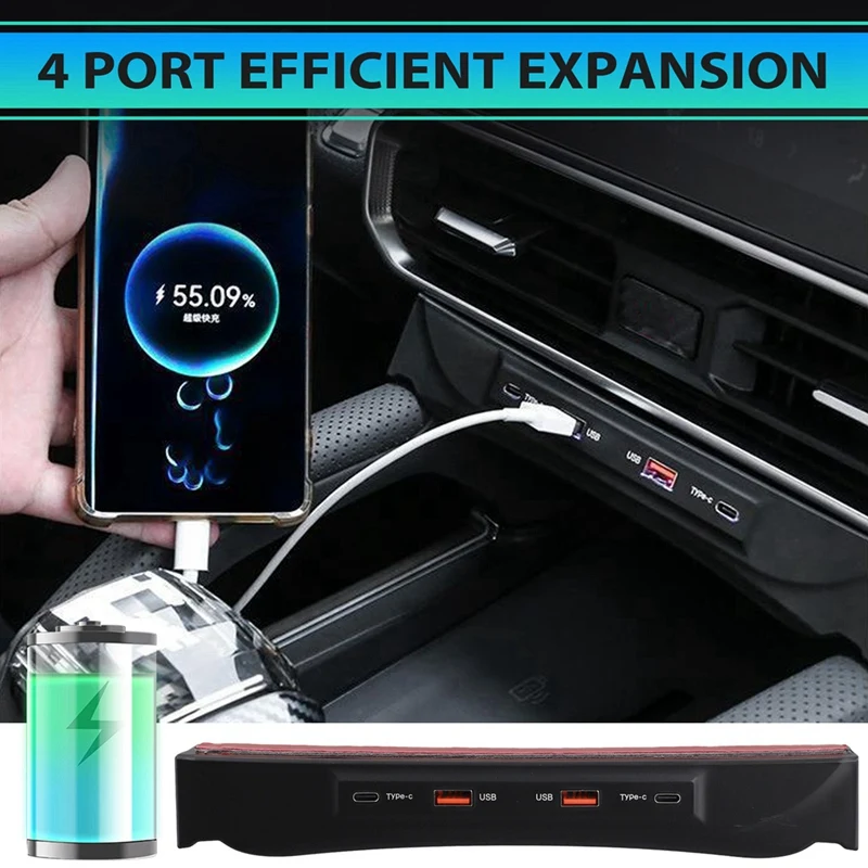 Car USB Type-C Splitter Adapter Fast Charger Shunt HUB Docking Station For JETOUR Traveler T2 2023-Boom