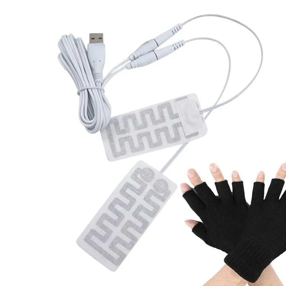 1 Pair Electric USB Gloves Heater Gloves Heated Pad Carbon Fiber Cloth USB Warmer Heated Gloves Pad for Cycling Ski Gloves