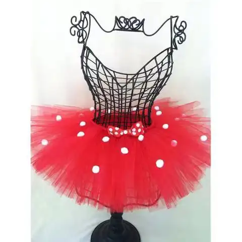 Girls red Mickey Tutu Skirts Baby Ballet Tulle Pettiskirts with White Polka Dots and Hairbow Kids Cosplay Party Costume Skirts