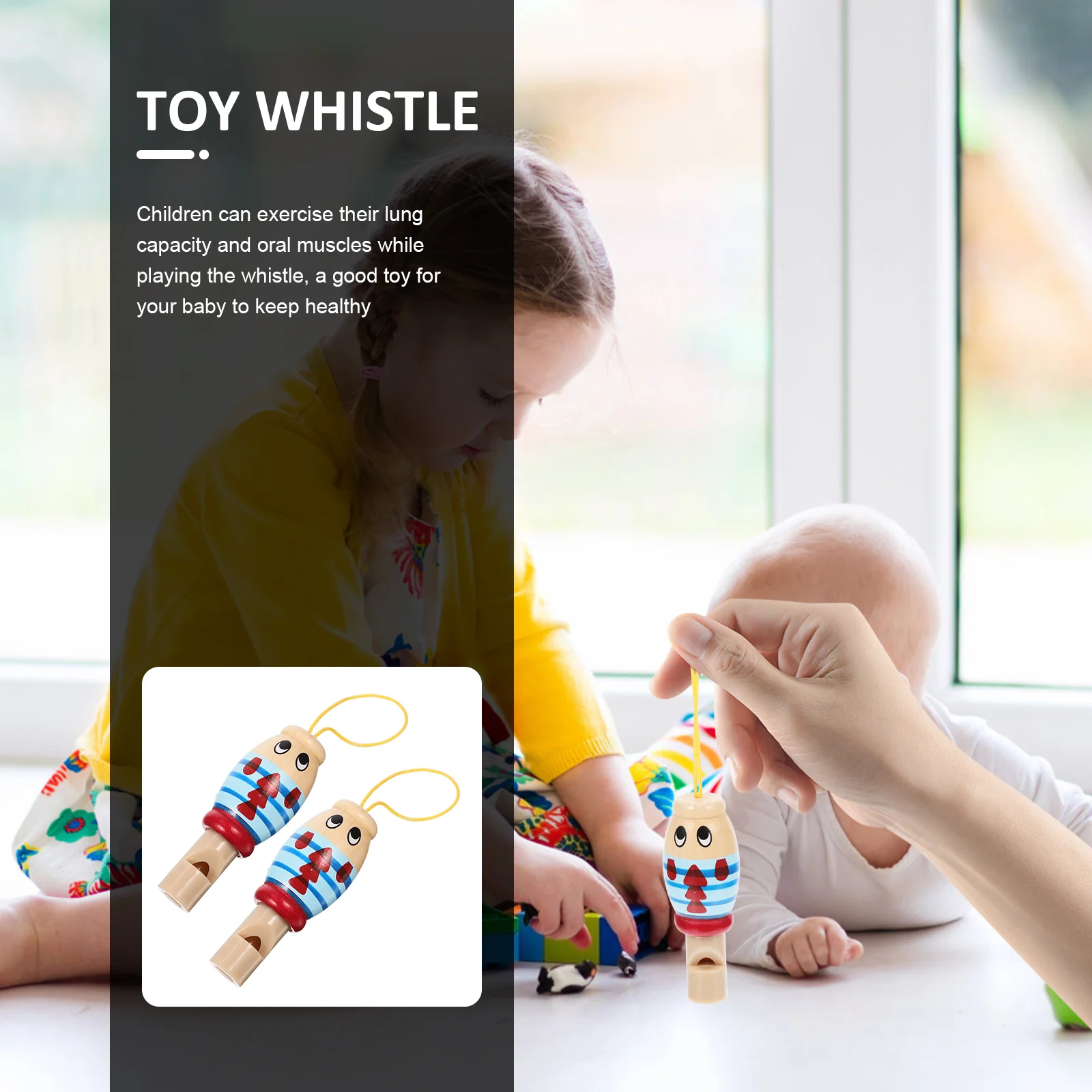 2 Pcs Whistle Kids' Educational Toy Kid's Musical Instrument Toys Solid Wood Child Children’s