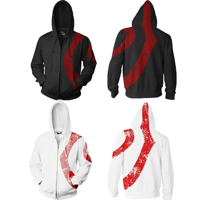 Gioco God of War Costume Kratos Felpe con cappuccio Cosplay Felpa con cappuccio con stampa 3D casual da uomo Felpa con cerniera Cappello Cappotti Giacca Abbigliamento Ou DYv;6,
