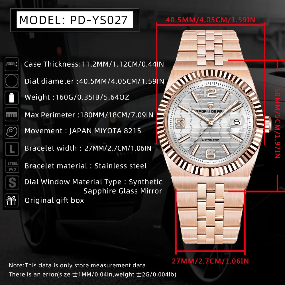 2025 PAGANI DESIGN ساعة ميكانيكية رجالية فاخرة الأعمال ساعة أوتوماتيكية 100 متر مقاوم للماء الياقوت الفولاذ المقاوم للصدأ ساعة رجالي