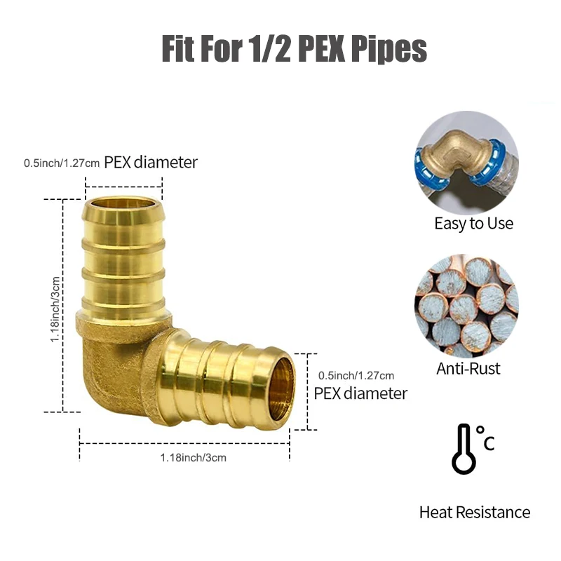 30 Pack 1/2inch PEX Fittings kit for PEX Hose Pipe And Tubing, 1/2