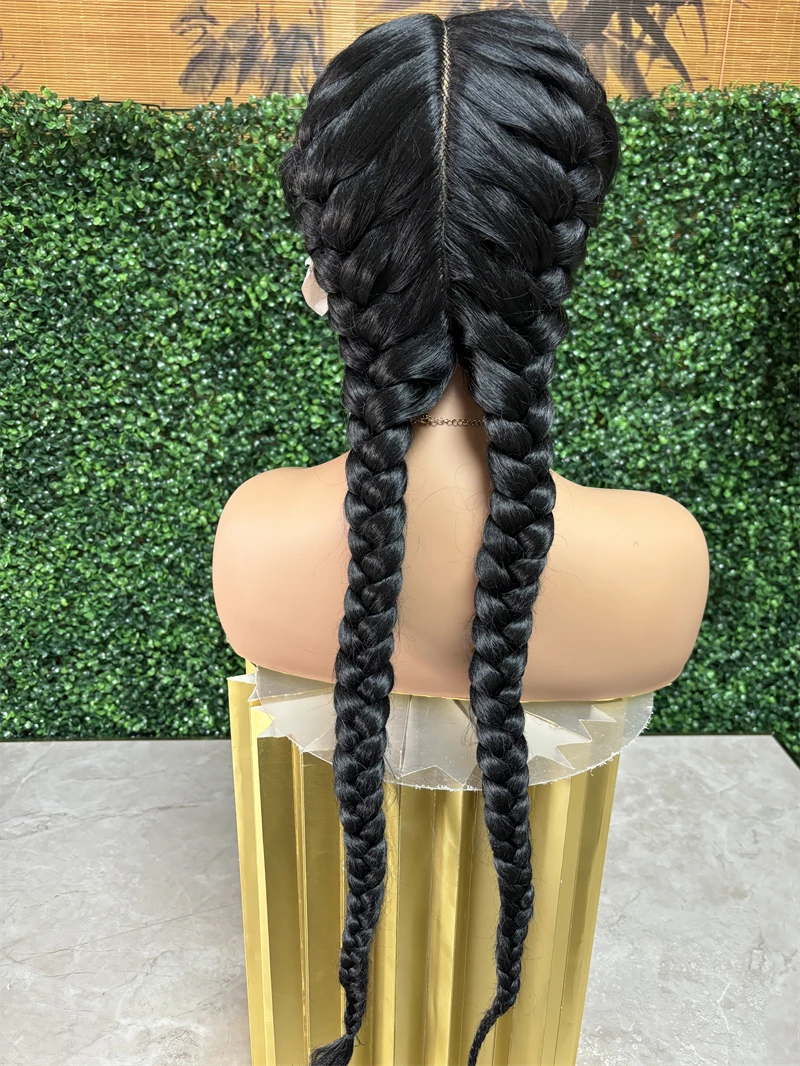 Fashion Natural Synthetic Wig Cosplay Braided Wigs For Black Women Full Lace Wigs Heat Resistant Soft Frontal Wig Box Braid Wig