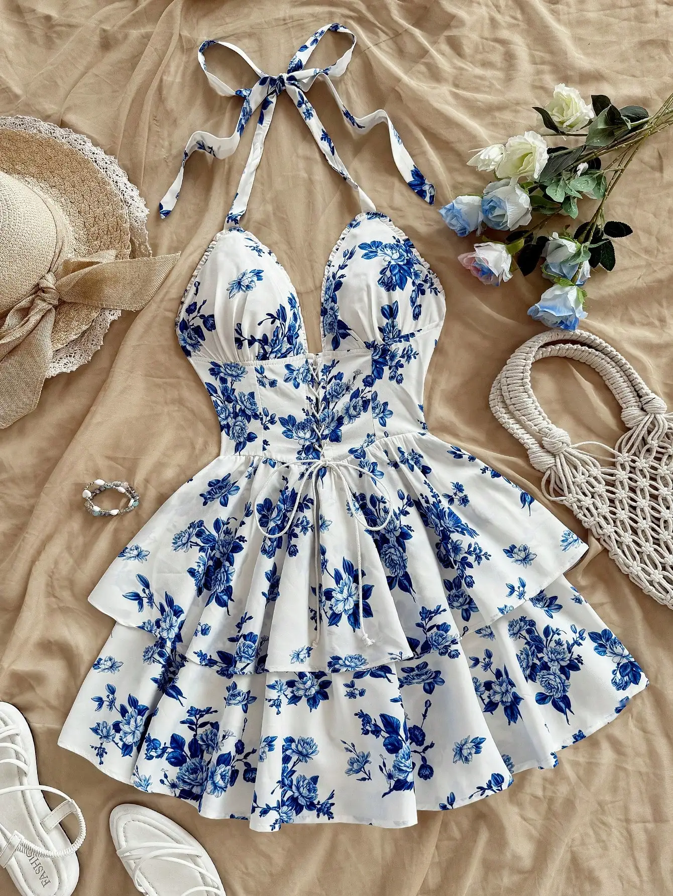 솔레아 보헤미안, 보호 스타일, 로맨틱 플로럴, 휴가, 플로럴, 7월 4일 의상, 레이브 의상, 화이트 졸업식 의상