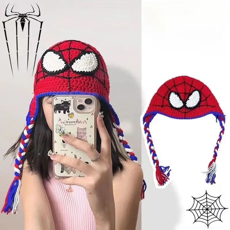 Marvel Spiderman Peripheral Movies sombrero de lana cálido para niños, dibujos animados divertidos, padres e hijos, al aire libre, regalo de invierno