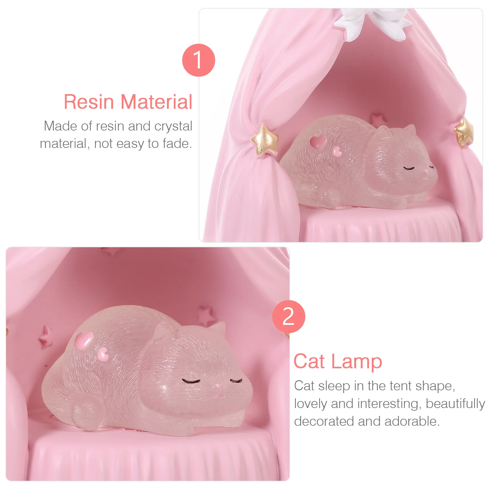

Adorable Cat Night For Bedroom Kids Toddler Small Bedside Lamp Cute Nursery Light Baby Room Decorative Gift Cat Lover Sleep Tent