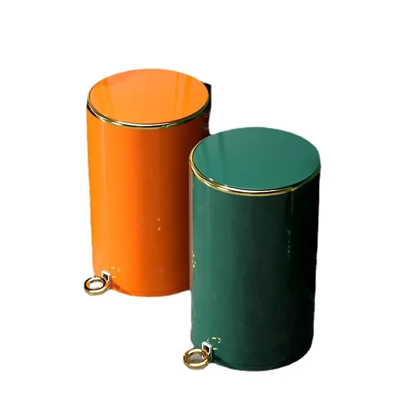 8L/12L Light Luxury Stainless Steel Pedal-Type Trash Can Living Room Study Bedroom Toilet Paper Towel Basket Kitchen Trash Can