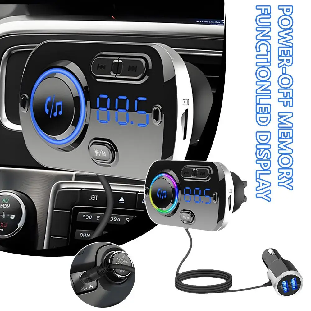 

Car Dual USB Smart Fast Charging MP3 Playback BT HK009A TF Transmitter Reduction Display LED Technology Digital Noise FM Su L1H7