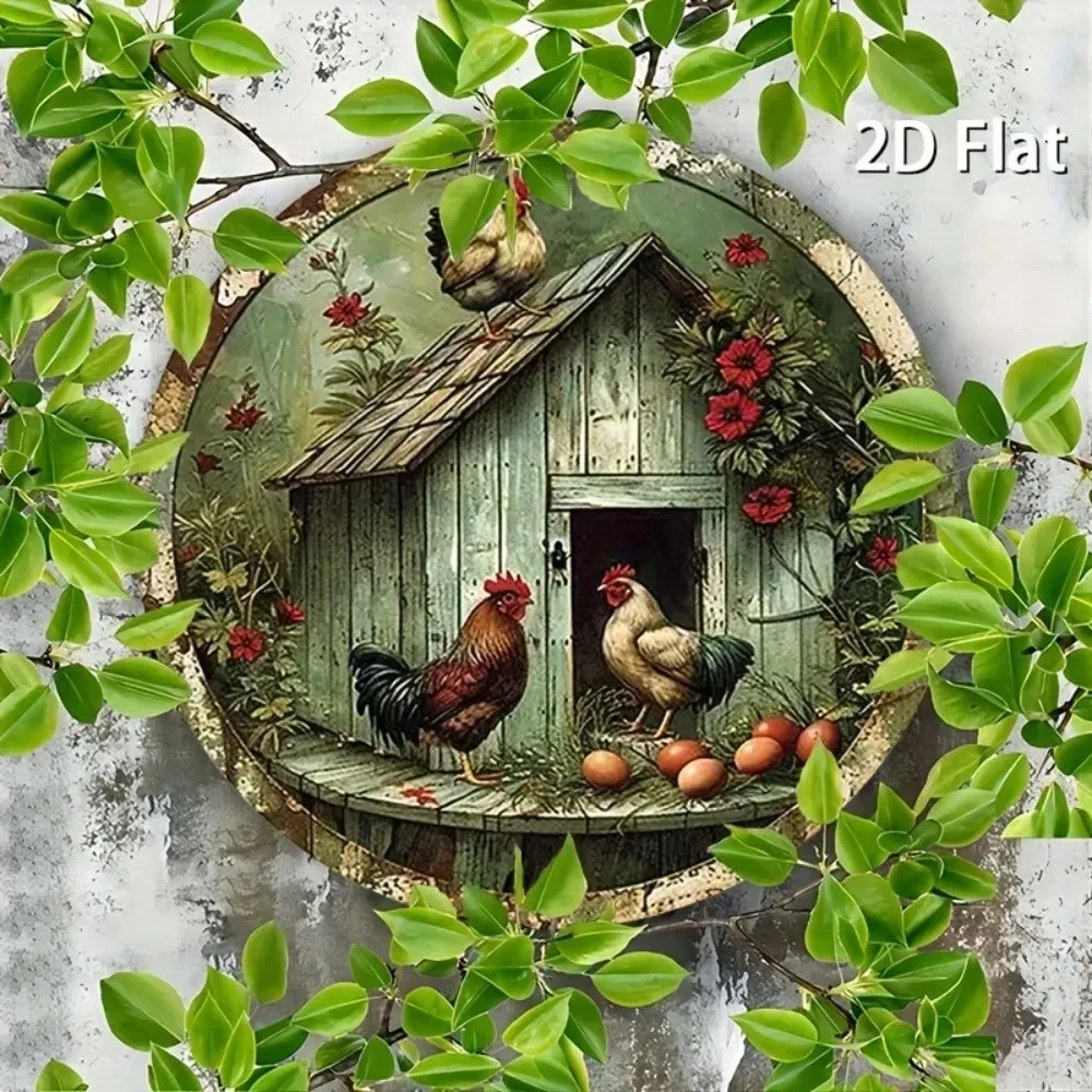 Rooster Hen Metal W…