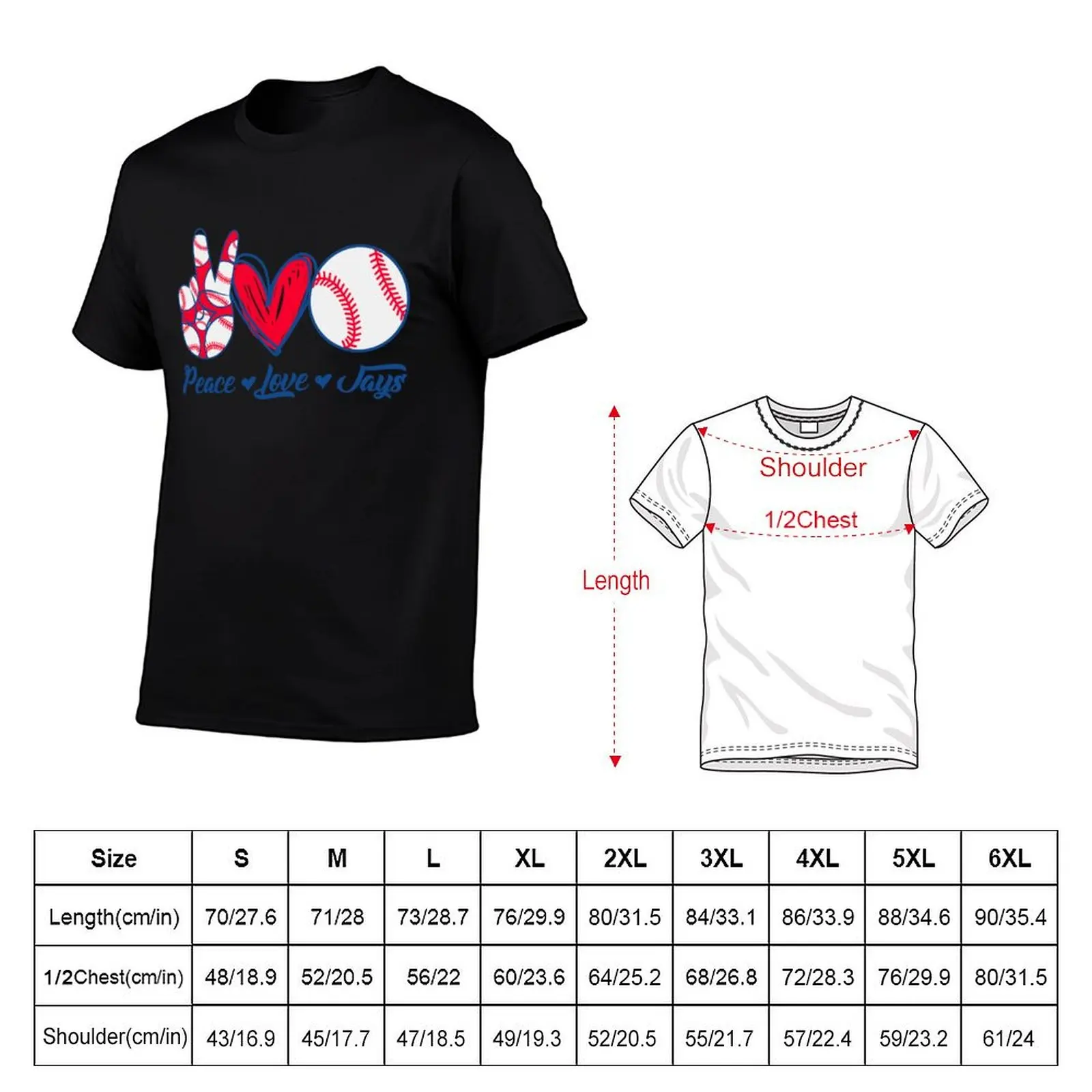 Peace Love Jays - Baseball Team Active T-Shirt funny t shirts man cotton t shirts man 100% T-Shirt