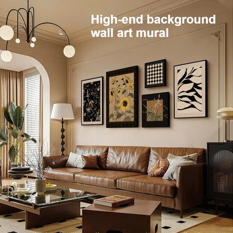 Living Room Art Decorative Wall Pictures Combination Retro Hanging Art Mural Sofa Background Wall Elegance Creative Home Decor