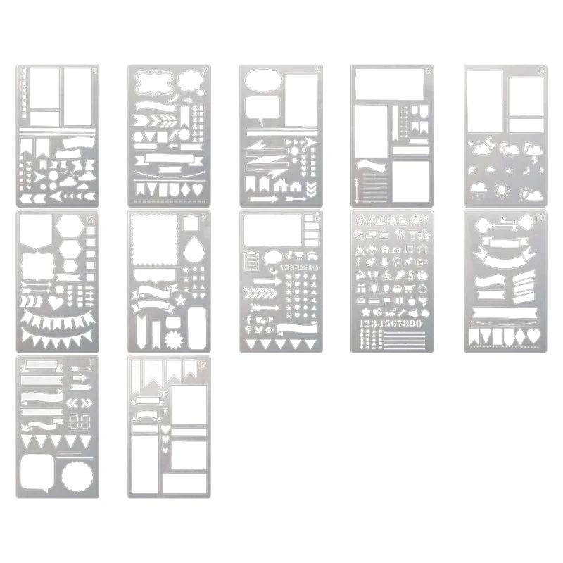 

NEW_Junk Journaling Stencil Set Template Geometry Shape Planner 1-12