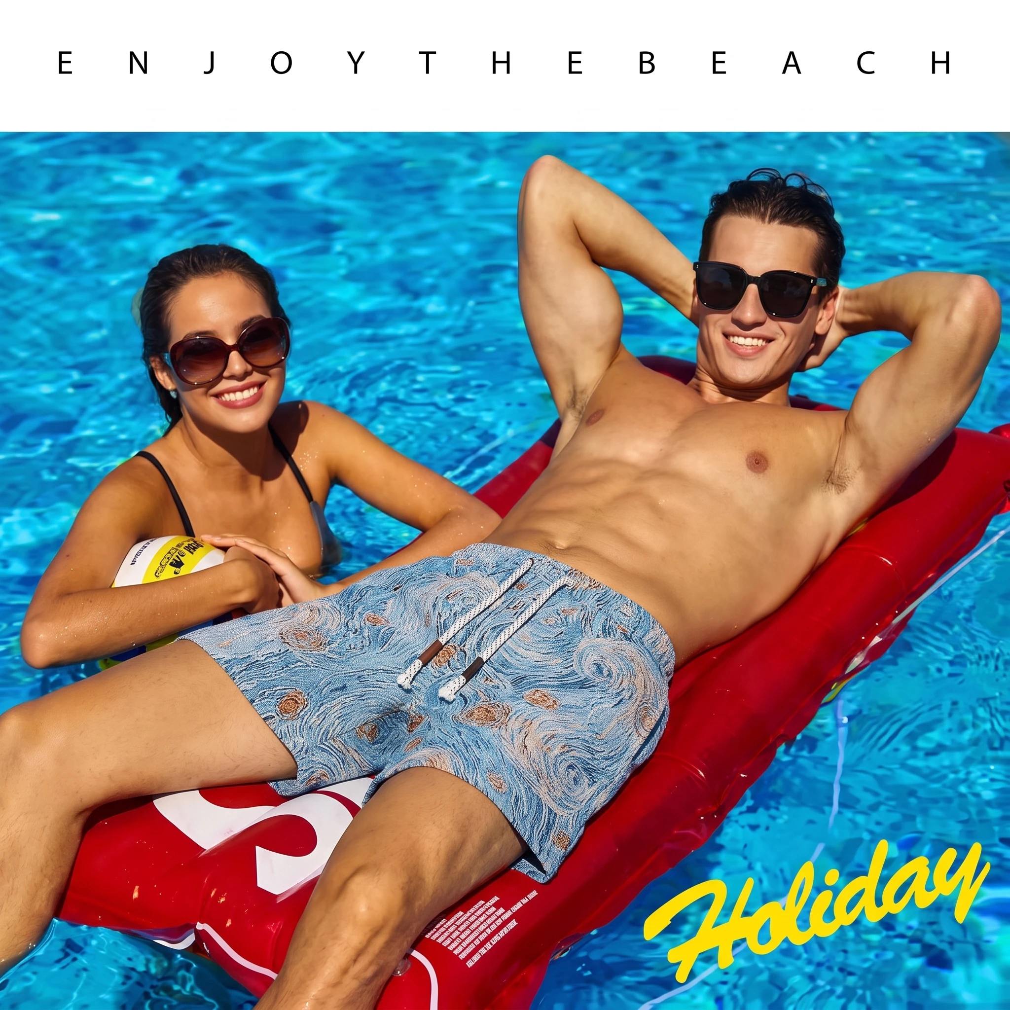 Mens Swim Trunks Quick Dry Beach Board Shorts With Pockets Breathable Surfing Running Sports Swimwear Bathing Suit 2678