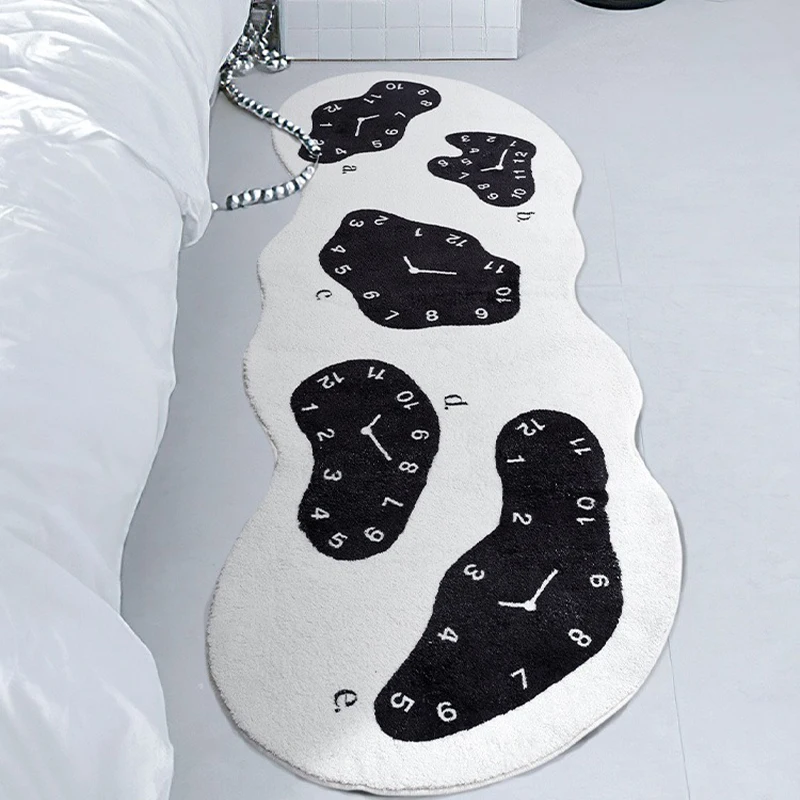 Bedroom Carpet Bedside Floor Mat Long Foot Mats Soft Fluffy Special White Clock Carpets Home Decoration Rug for Living Room