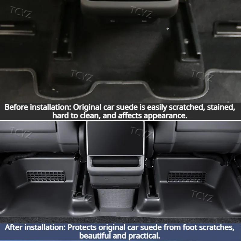 For Tesla Model YL 2026 6Seats TPE Under Seat Corner Guard Seat Slide Rails Protector Cover Anti-Kick Decor Flocking Accessories