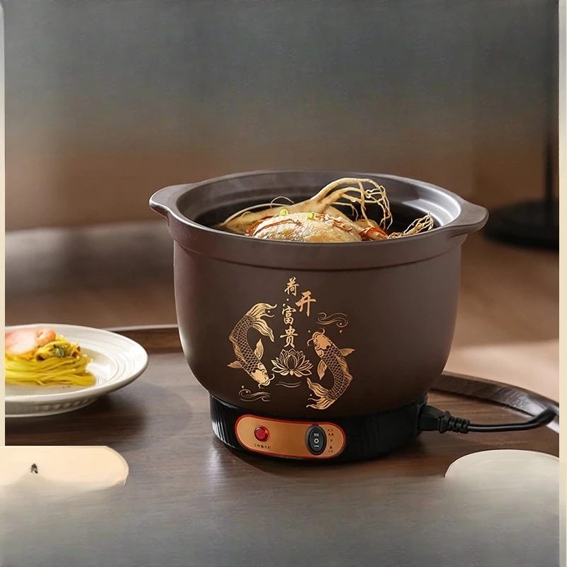 

Electric stew pot, soup pot, casserole explosion-proof, household purple sand ceramics integrated large-capacity stew, porri