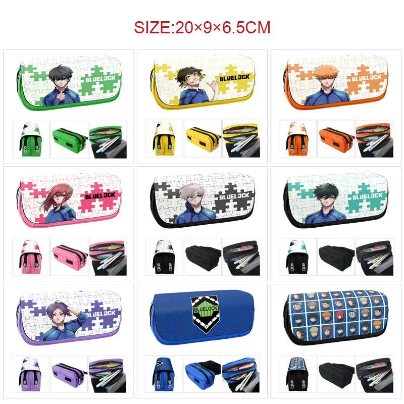 

Blue Lock Anime Nagi Seishiro Chigiri Hyoma Bachira Meguru Figures Printed Double-Layer Zipper Stationery Pencil Box Gift