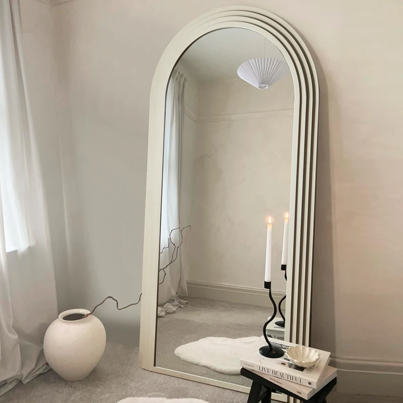 Women Makeup Mirror Irregular Nordic Aesthetic White Macrame Mirror Design Creative Espejo Maquillaje Luz House Accessories