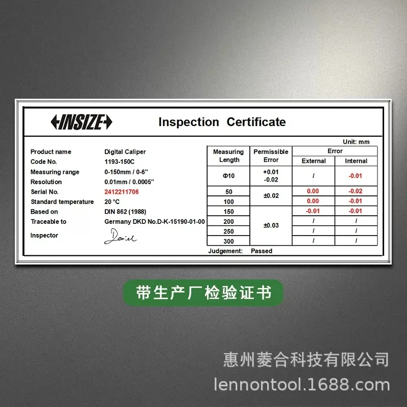 2025 Original INSIZE ceramic measuring surface digital caliper 0-150mm0-200mm300mm1193-150C