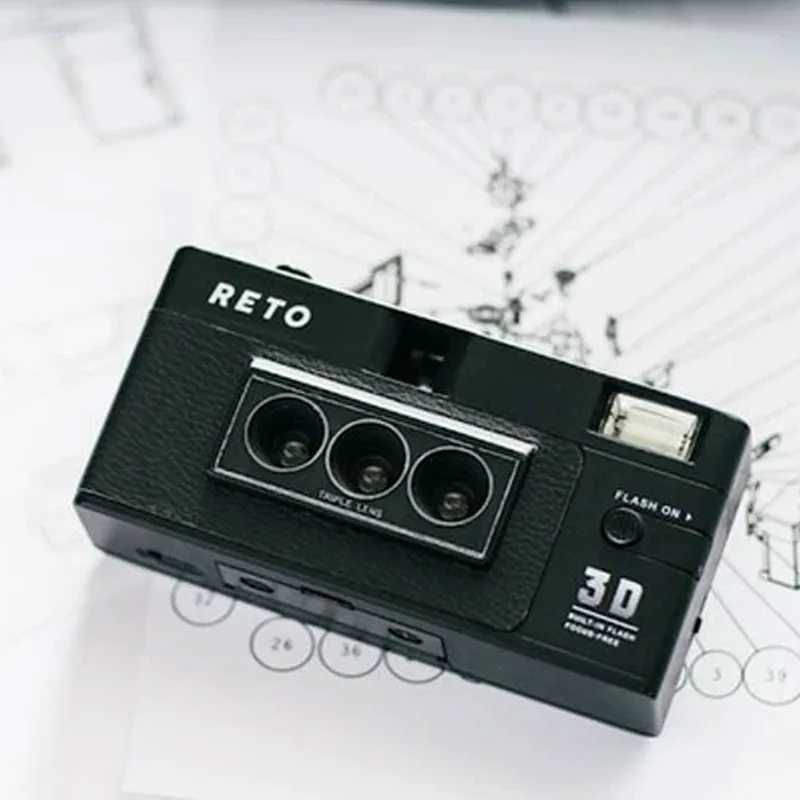 In Stock Retro Film 3d Stereoscopic Point-and-Shoot Camera with Flash RETO 3D Film Camera 135 Film Non-disposable Film Camera