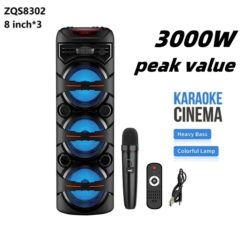 12 Inch Trolley voice box family Karaoke RGB color lights Bluetooth Speaker sound system Caixa De Som 3000W Peak high-power