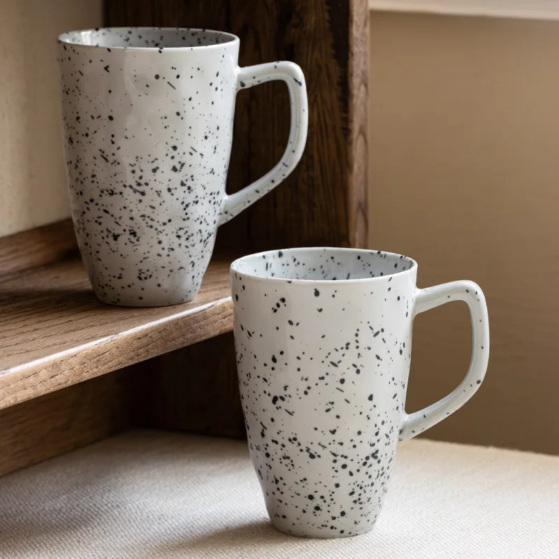 260ml Ink Splashing Mug Creative Coffee Milk Office Water Cup Home Ceramic Hospitality Tea Drinking Mugs Black Dot Design