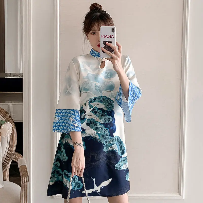 2023 New White Plus Size Party Casual Qipao Traditional Chinese Clothing Vintage Modern Improved Cheongsam Dress for Women
