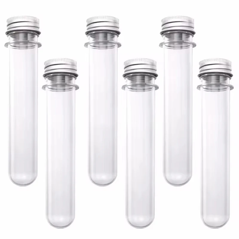 40Pcs Multi-Use Transparent PET Plastic Test Tubes, Round Bottom Tube Containers for Wedding Gifts, DIY Crafts