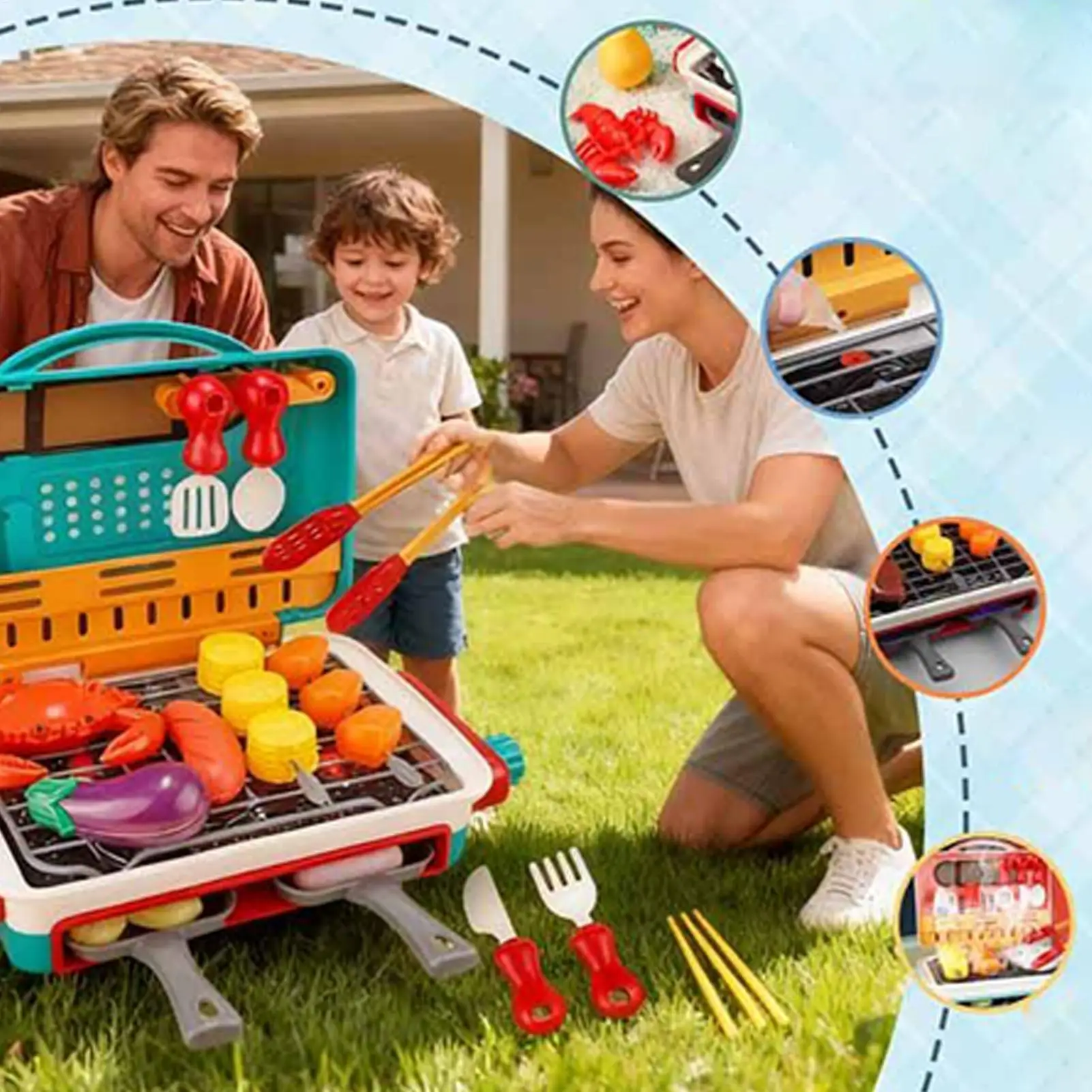 Kinderen spelen keukenspeelgoed Zintuiglijke fantasieset met zinderend geluid en licht barbecuespeelgoed voor peuterjongens, meisjes, kinderen