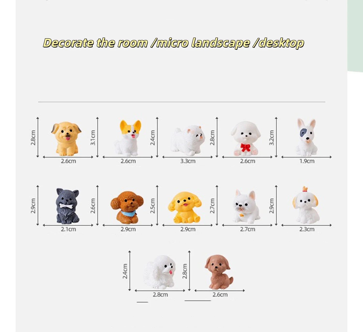 6 Stück Hunde-Auto-Ornamente, niedliche kleine Hunde-Puppen für die Mittelkonsole, Display-Bildschirm, Dekoration für Elektrofahrzeuge, Innenraumzubehör – Detail 1