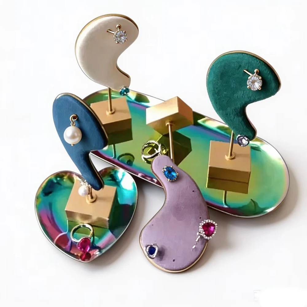 Ear Shape Earring Display Stand Microfiber Charms-Earring Hanging Rack Ear Clip Holder Stud Jewelry Organizer Storage Showcase