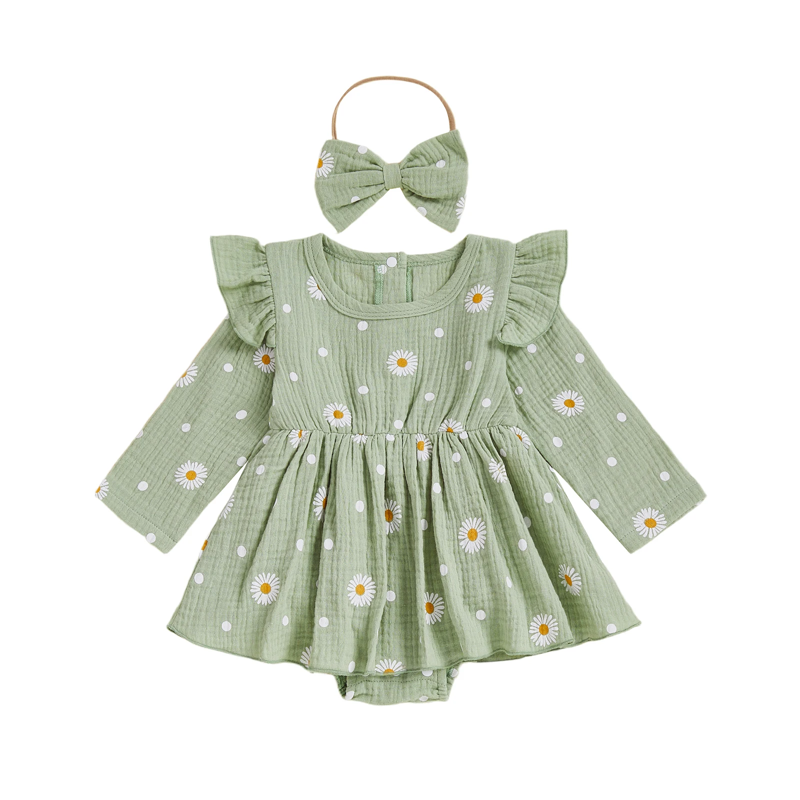 

Adorable Toddler Floral Print Jumpsuit with Matching Headband for Springtime Fun - 2 Piece Set for Baby Girls