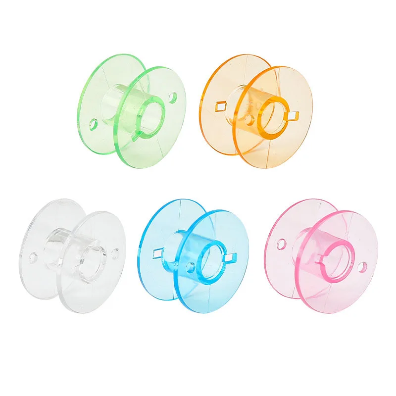 

50Pcs Sewing Machine Spools Home Transparent Colored Plastic Empty Bobbins Sewing Kits Tools Accessories Universal Thread Bobbin