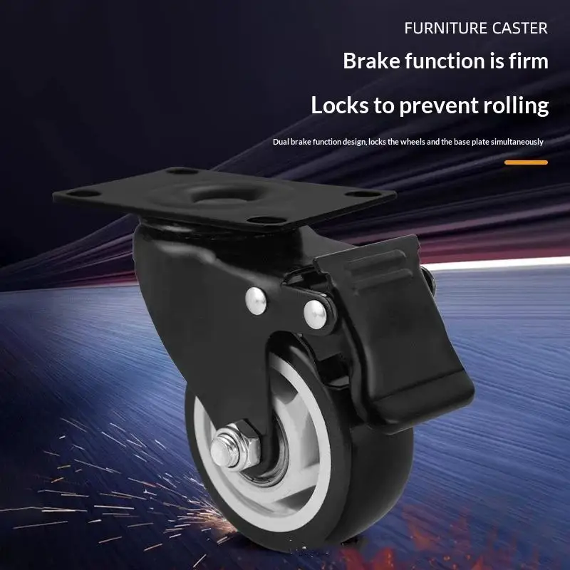 Furniture Casters Wheels PP Fixed Swivel Caster Roller Wheel For Heavy Duty Platform Trolley Chair Household Accessory