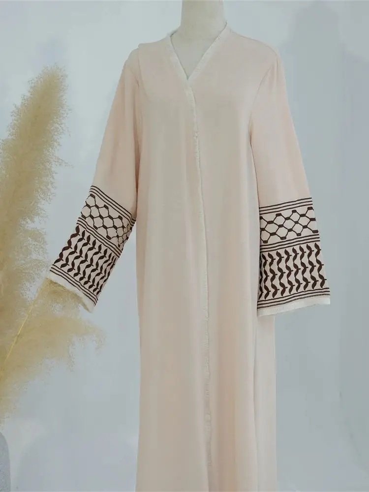 รอมฎอนเย็บปักถักร้อยมุสลิมเจียมเนื้อเจียมตัวKimono Abaya Damenดูไบหรูหราอิสลามผู้หญิงCardiganชุดKebabaya Kaftan Robe Femme Musulman