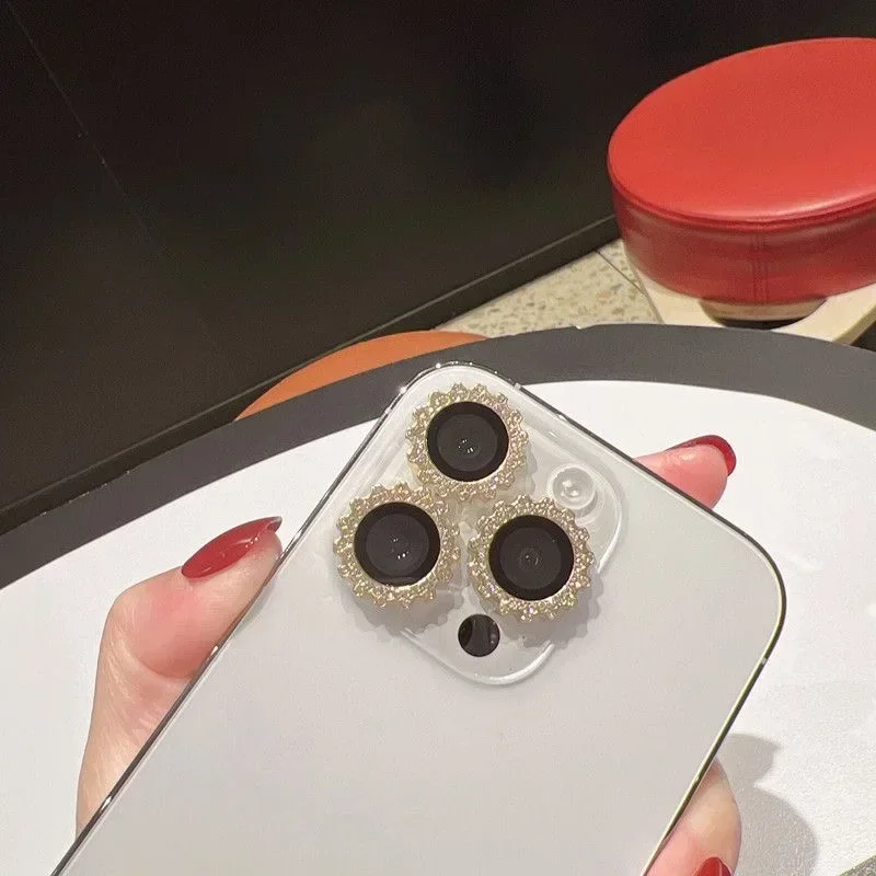 2-3Pcs Diamond Full Cover Camera Lens Protector Glass For IPhone 15 13 12 16 14 Pro Max Lens Protection Film On IPhone 12 13Mini