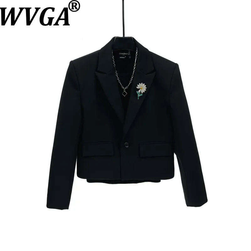 

WVGA Spring Autumn New Man Tide Turn-Down Collar Short Blazer Niche Stylish Casual Floral Decoration Long Sleeve Coat Ins W20838