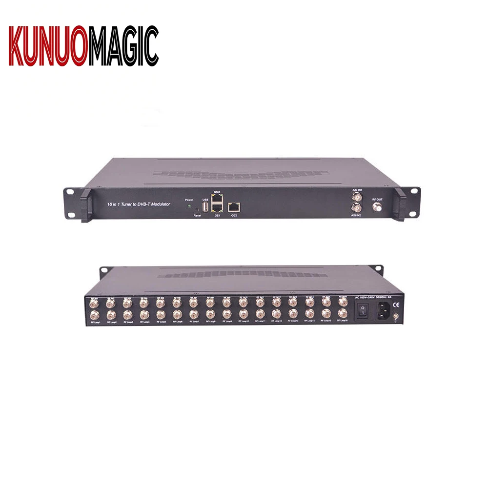 KUNUOMAGIC Digital Multi-Channel FTA Tuner to RF DVB-T ISDB-T DVB-C Cable TV Transmodulator with Gigabit Ethernet Ports