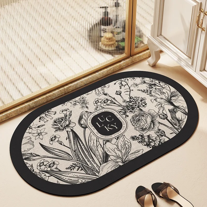 

Bathroom Carpet Soft Diatom Mud Absorbent Floor Mat Bath Non-slip Toilet Water-absorbent Quick-drying Rug Home Decor Anti-slip