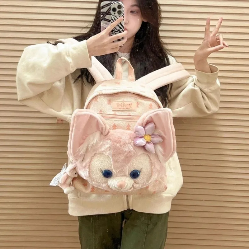 Disney lina belle novo estilo mochila de pelúcia bonito peludo raposa estudante saco escolar dos desenhos animados presente boa aparência enviar para namorada