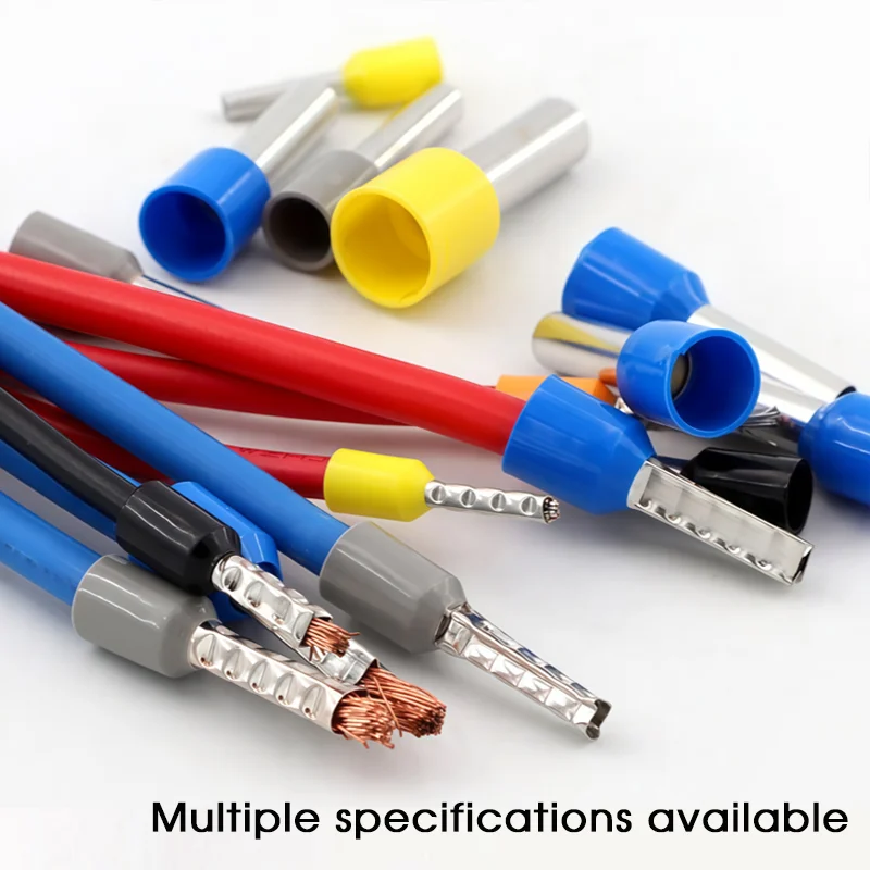 1000PCS VE Pre-insulated Wire Ferrules Terminal Copper Cold Crimp Cord End Tubular Cable Connector Bootlace Ferrule Needle