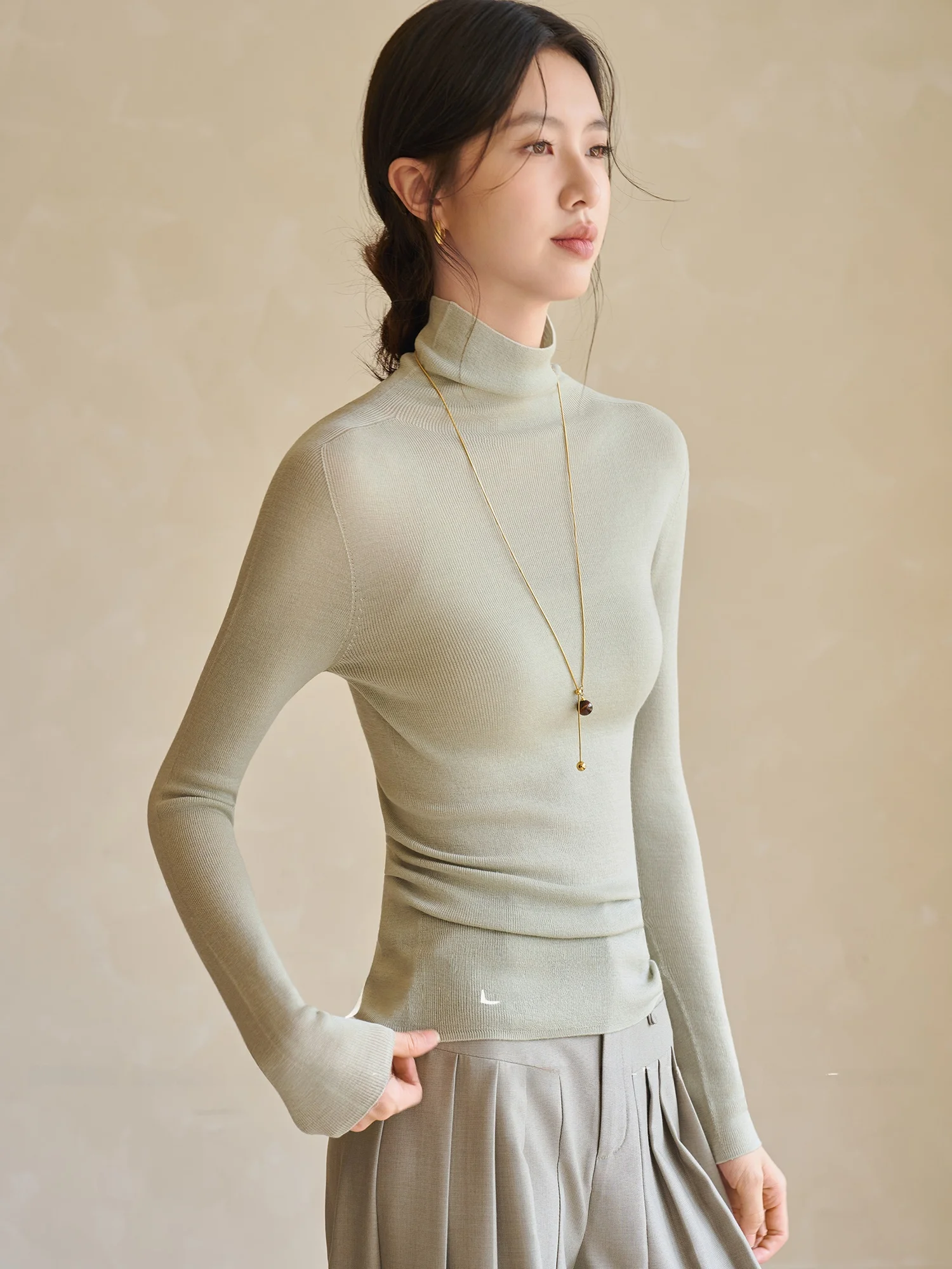 

Женский топ JANSAN Sl: цельный вязаный облегающий топ с высоким воротом из премиальной пряжи, модный и стильный