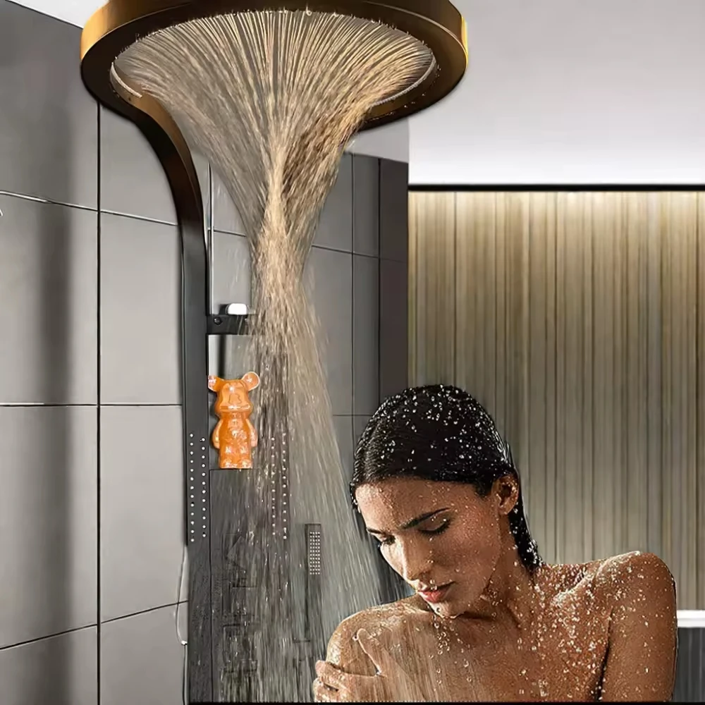 #￥Popular USA Waterfall Pressure Shower System Set Including Shower Head Faucets for Bath & Shower for Apartments & Bathrooms