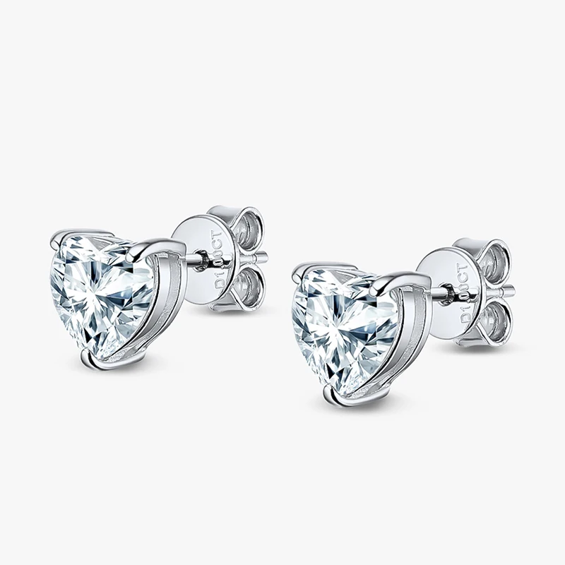 2CTTW Heart Moissanite Stud Earrings For Women S925 Sterling Silver Ear Studs Earrings Wedding Party Birthday Fine Jewelry Gifts