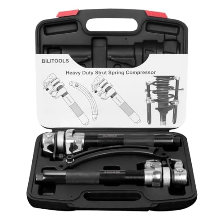 

2-Piece Coil Spring Compressor Tool Heavy Duty Macpherson Strut Spring Compression Set with Safety Jaws and Holder Max Load.264